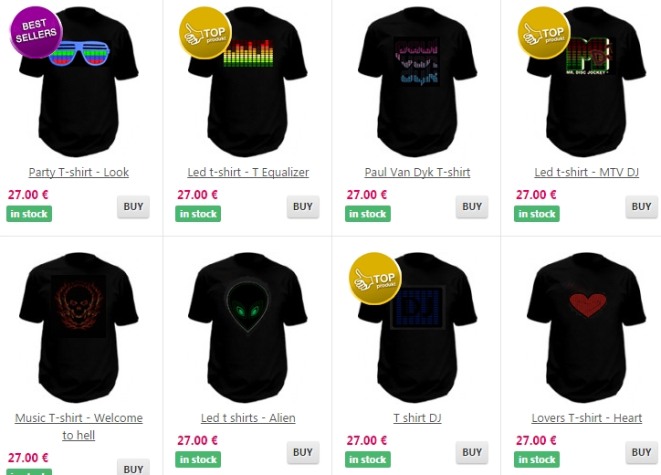 Animated Light Up T-Shirts with Sound Activation at